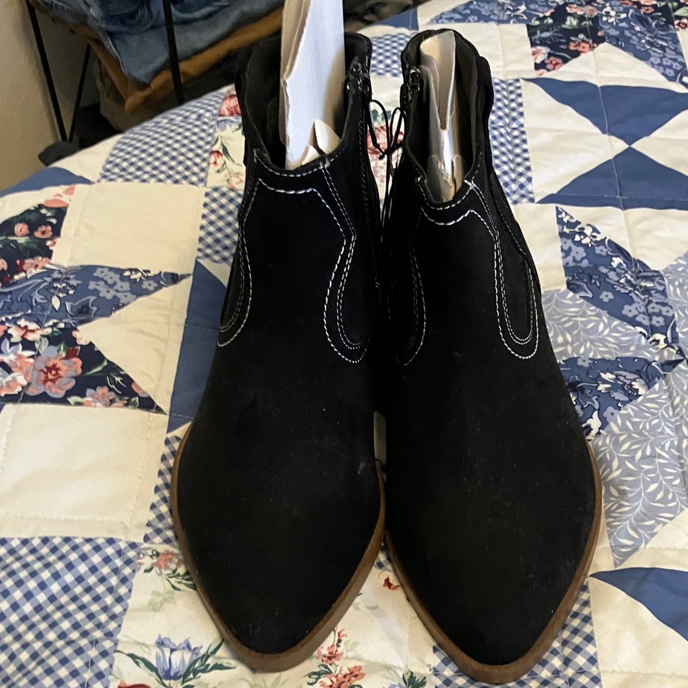 Torrid Black Ankle Boots with Tan Sole - Picture 2 of 5